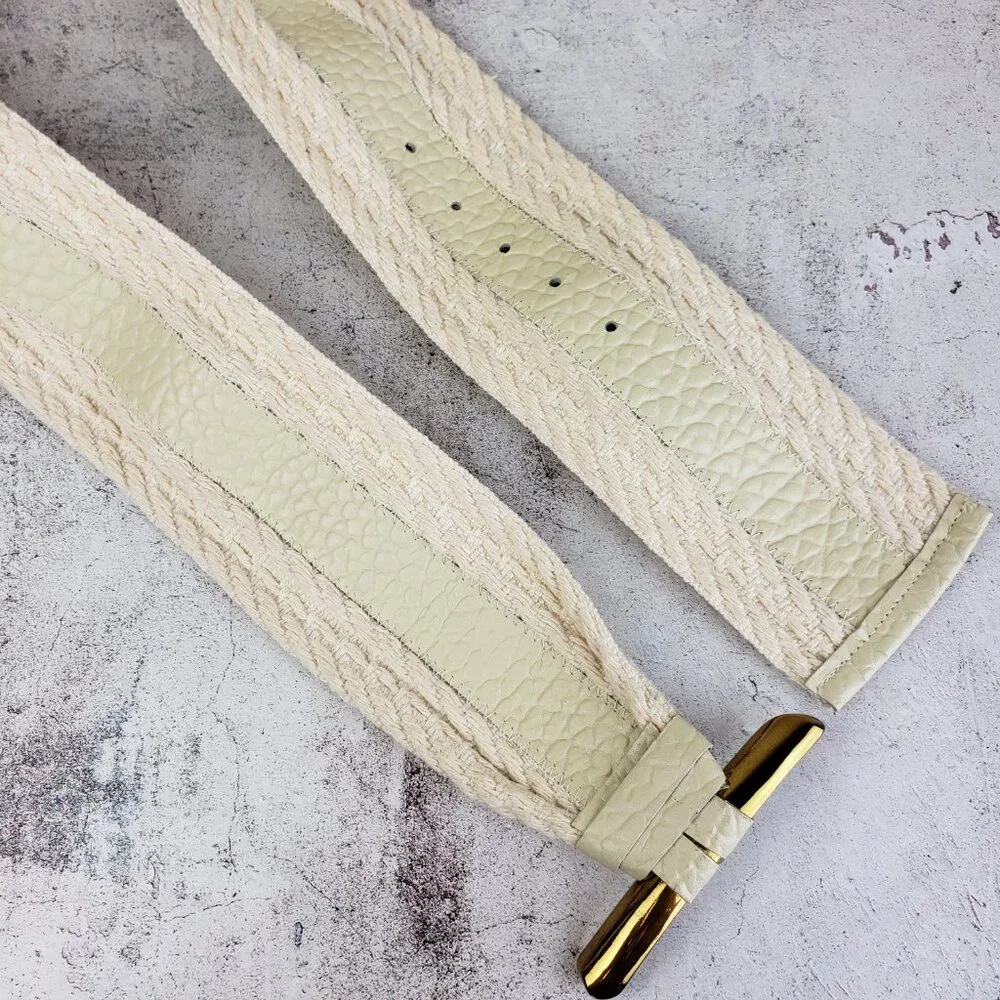 Vintage The Leather Shop Wide Belt Art-to-Wear Mixed Media Leather Avant Garde M
